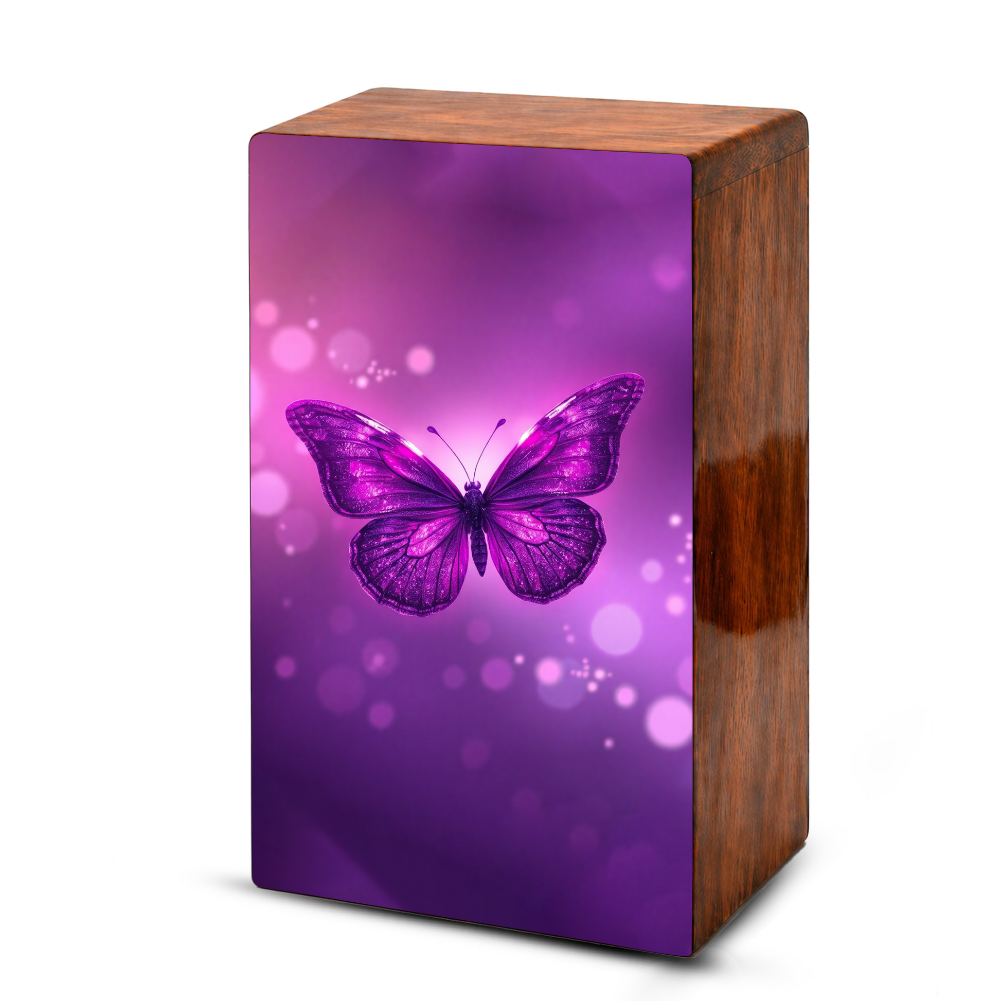 Purple Butterfly Urn For Female - Pink Butterfly Keepsake Urns Wooden Box