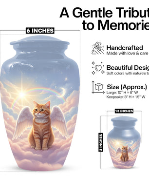Cat Wing Urn for Adult Ashes | Angel Cat Cremation Urn & Memorial Urn
