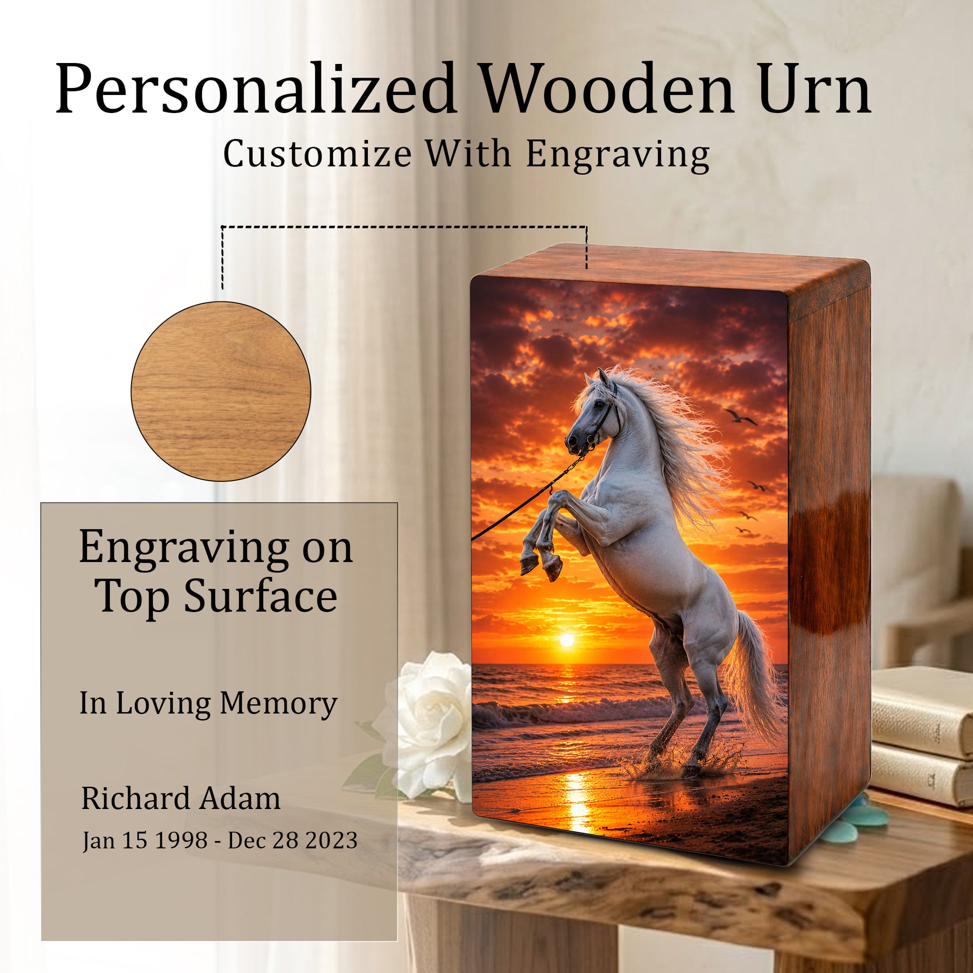 Horse Urn For Human Ashes - Sunset Beach Western Keepsake Urns For Adults