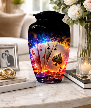 Poker Cremation Urn for Ashes - Personalized Casino Memorial for Dad