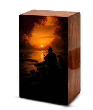 Gone Fishing Urn For Male Ashes - Fisherman Keepsake Urns Box For Dad