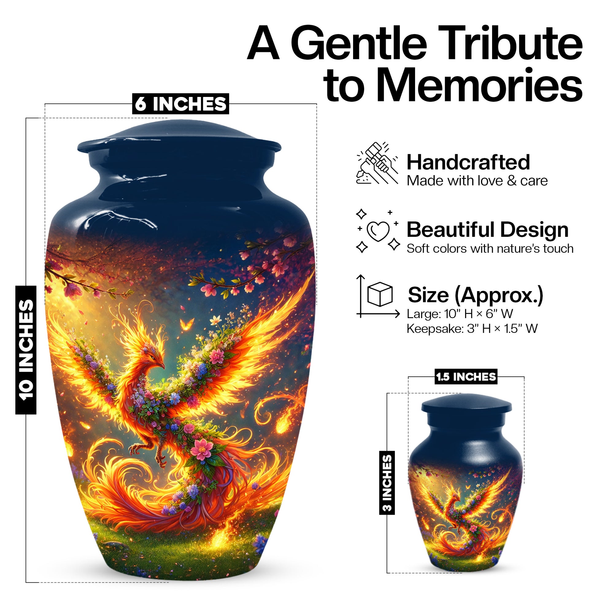 Phoenix Cremation Urn for Ashes -  Memorial Keepsake Urns for Mother