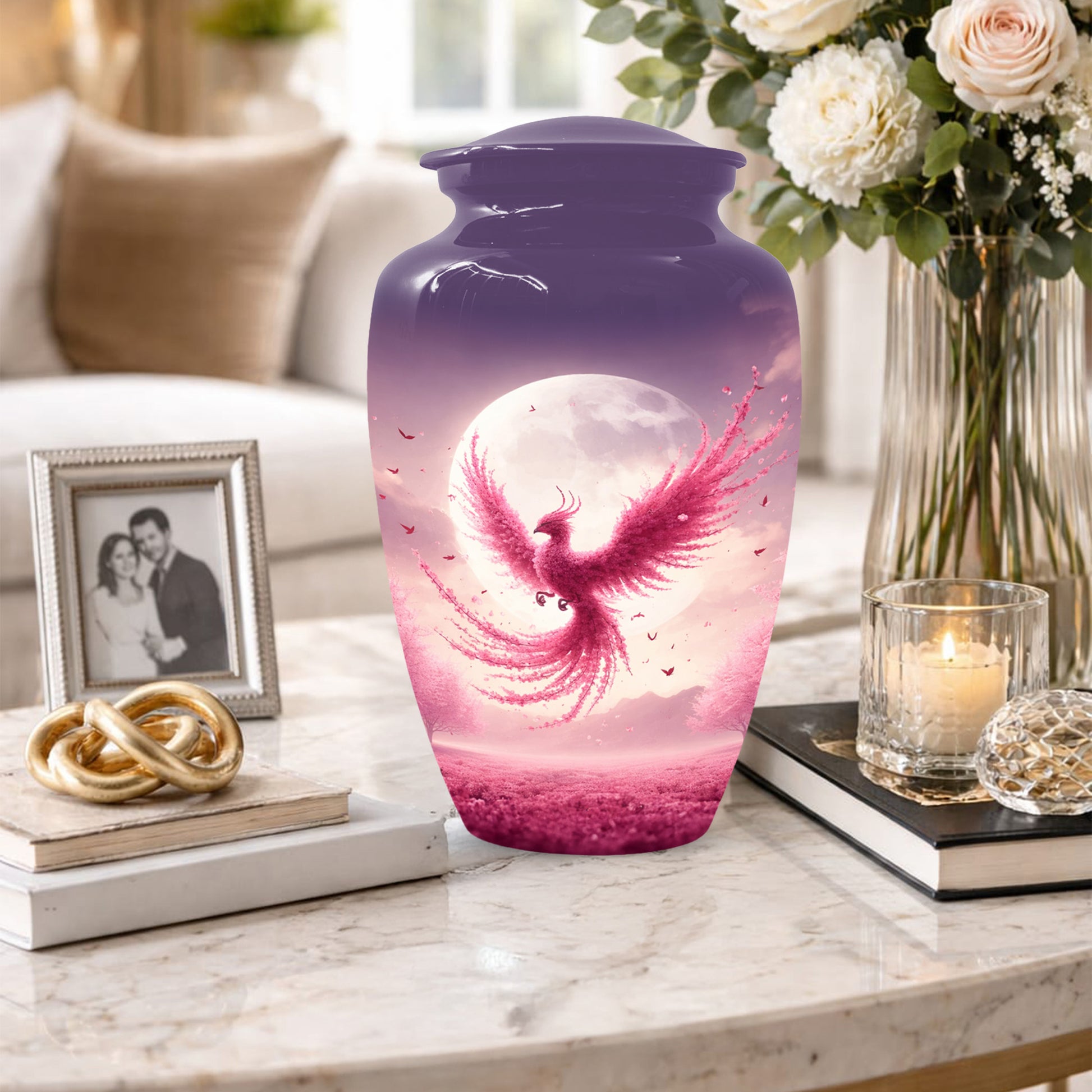 Pink Phoenix Urn for Mom – Phoenix Memorial Cremation Urns for Ashes