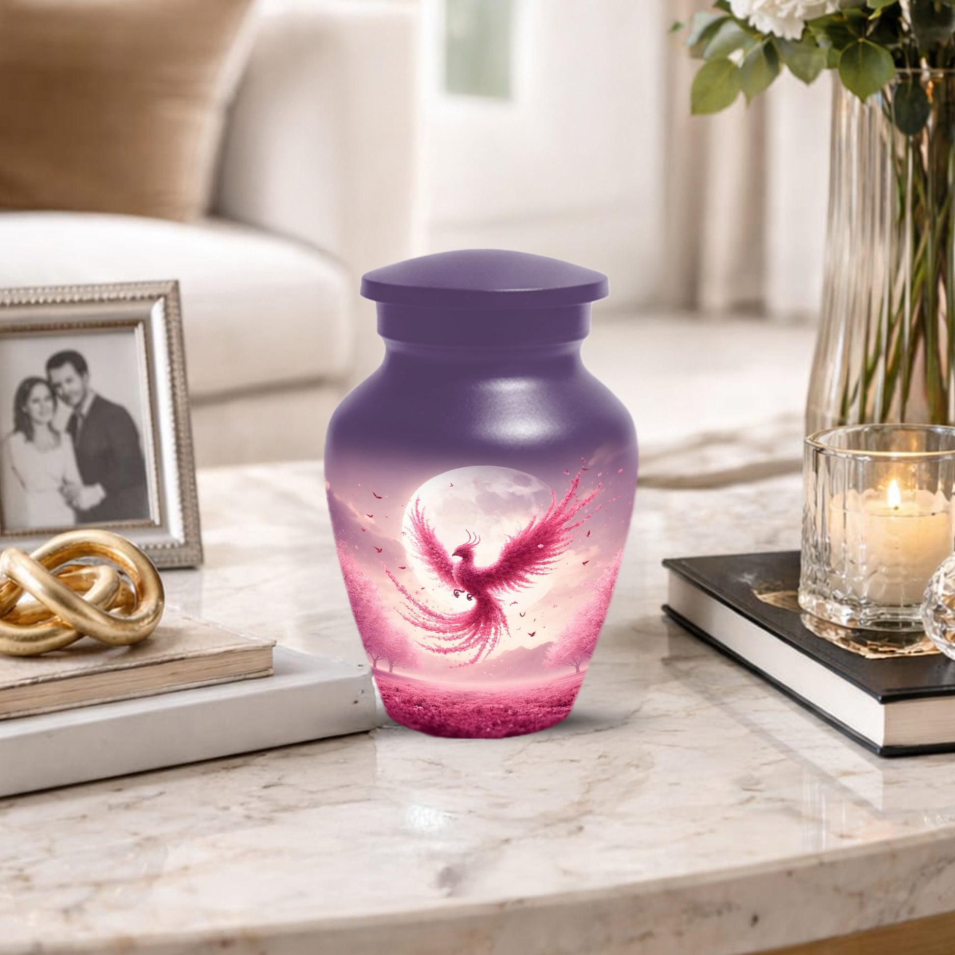 Pink Phoenix Urn for Mom – Phoenix Memorial Cremation Urns for Ashes
