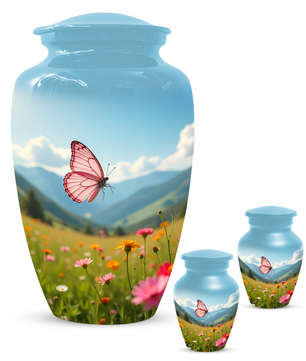 Personalized Pink Butterfly Urn for Mom – Custom Butterfly Cremation Urn for Ashes