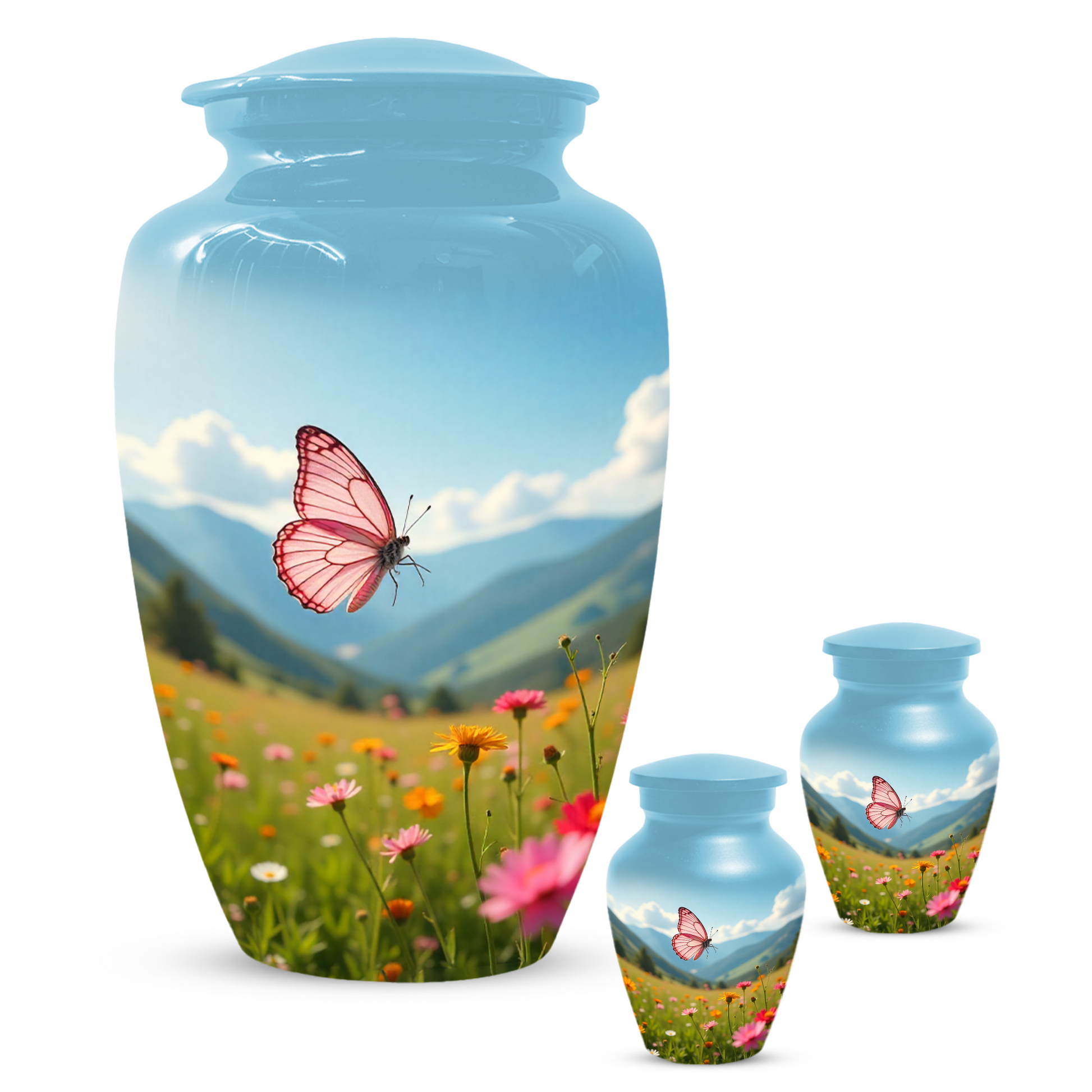Personalized Pink Butterfly Urn for Mom – Custom Butterfly Cremation Urn for Ashes