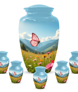 Personalized Pink Butterfly Urn for Mom – Custom Butterfly Cremation Urn for Ashes