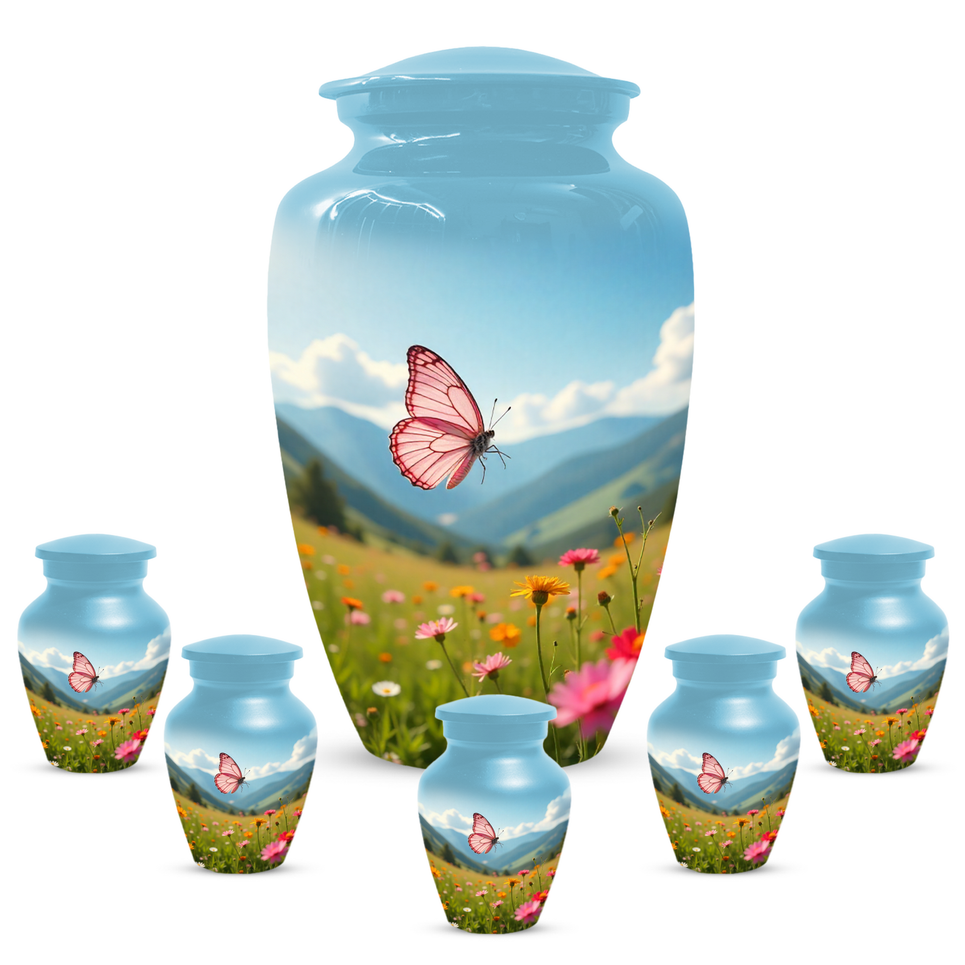 Personalized Pink Butterfly Urn for Mom – Custom Butterfly Cremation Urn for Ashes