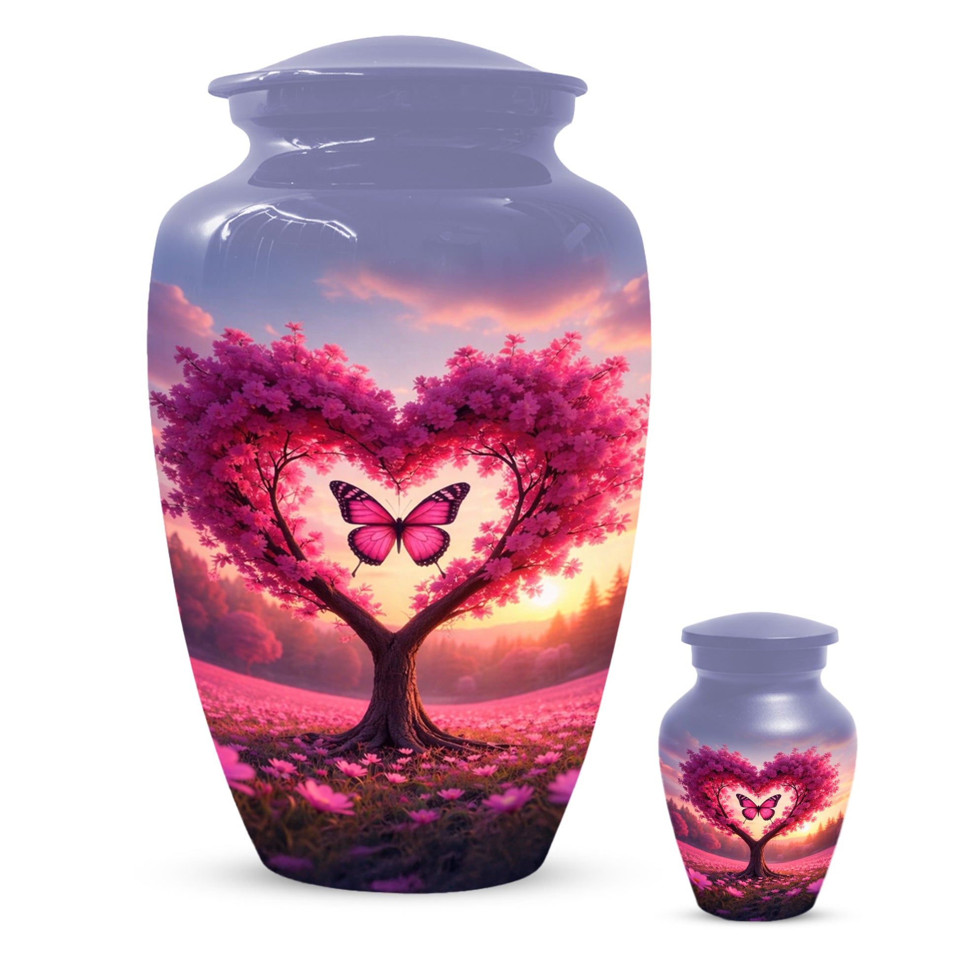 Pink Butterfly Urn for Mom – Heart Shaped Tree Memorial Cremation Urns for Ashes