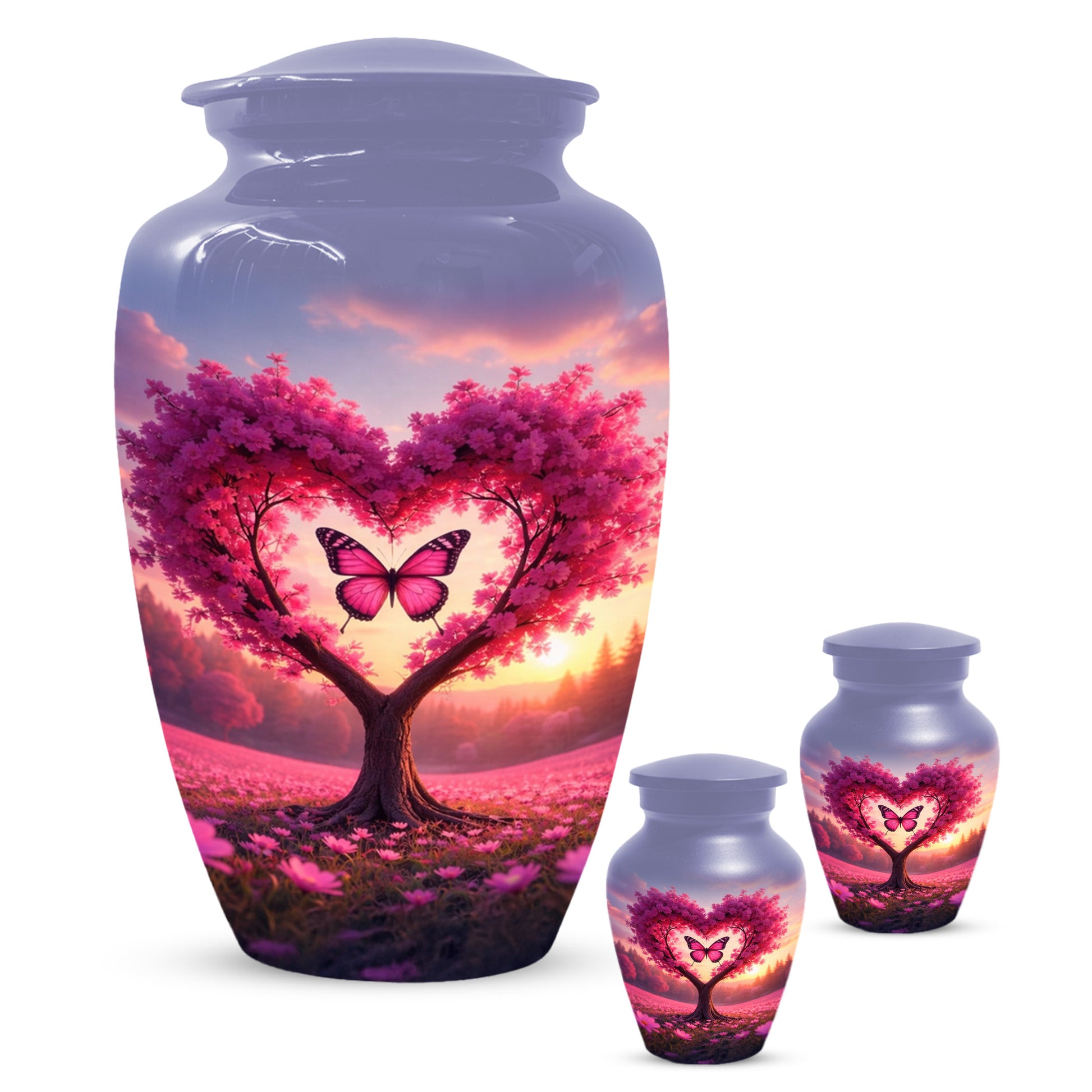 Pink Butterfly Urn for Mom – Heart Shaped Tree Memorial Cremation Urns for Ashes