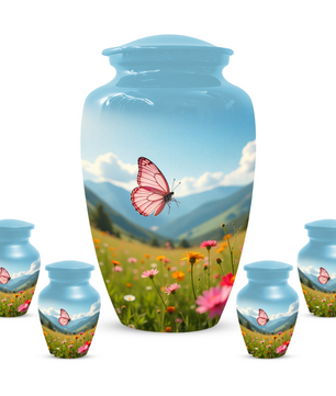 Personalized Pink Butterfly Urn for Mom – Custom Butterfly Cremation Urn for Ashes