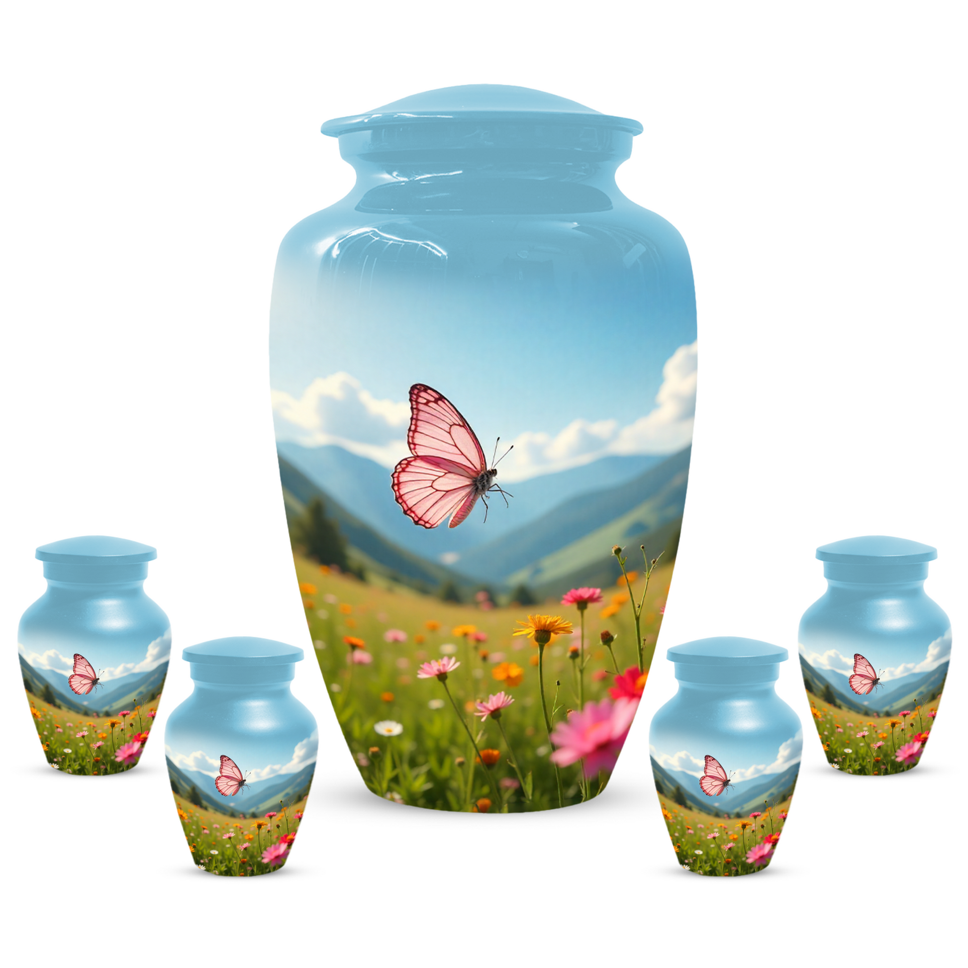 Personalized Pink Butterfly Urn for Mom – Custom Butterfly Cremation Urn for Ashes