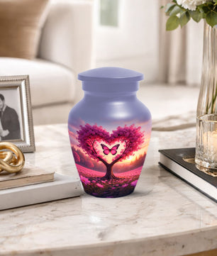 Pink Butterfly Urn for Mom – Heart Shaped Tree Memorial Cremation Urns for Ashes