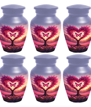 Pink Butterfly Urn for Mom – Heart Shaped Tree Memorial Cremation Urns for Ashes