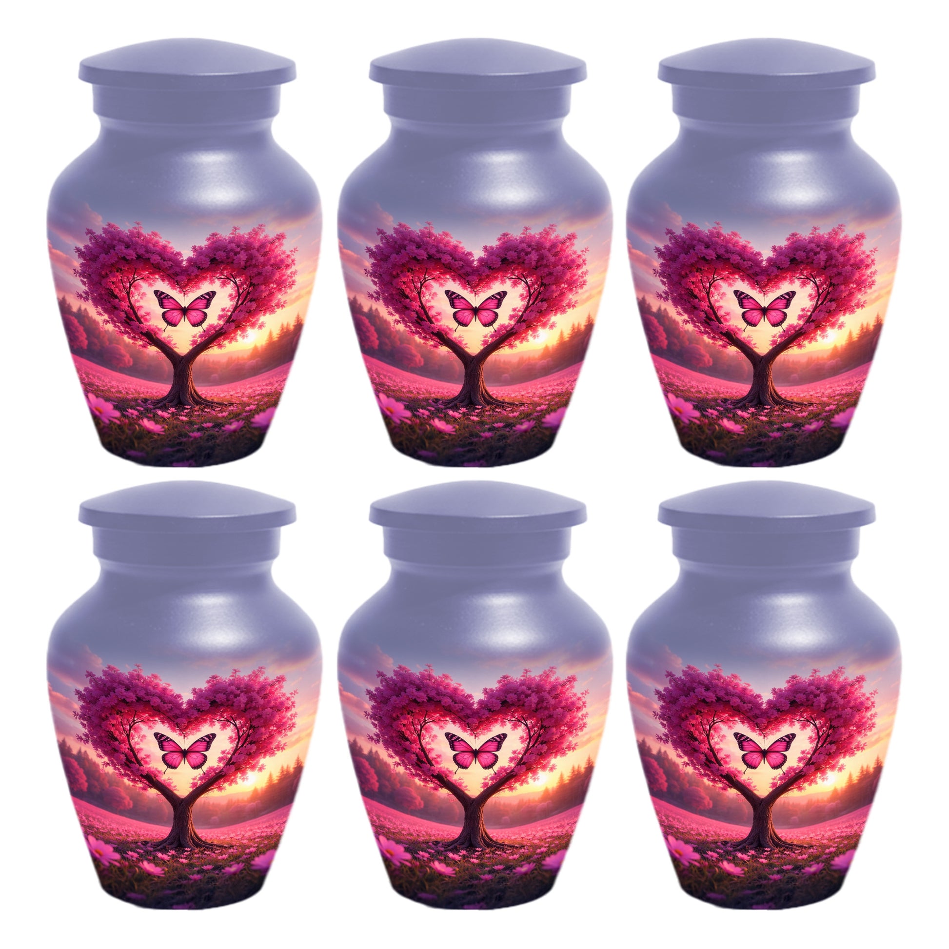 Pink Butterfly Urn for Mom – Heart Shaped Tree Memorial Cremation Urns for Ashes