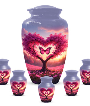 Pink Butterfly Urn for Mom – Heart Shaped Tree Memorial Cremation Urns for Ashes