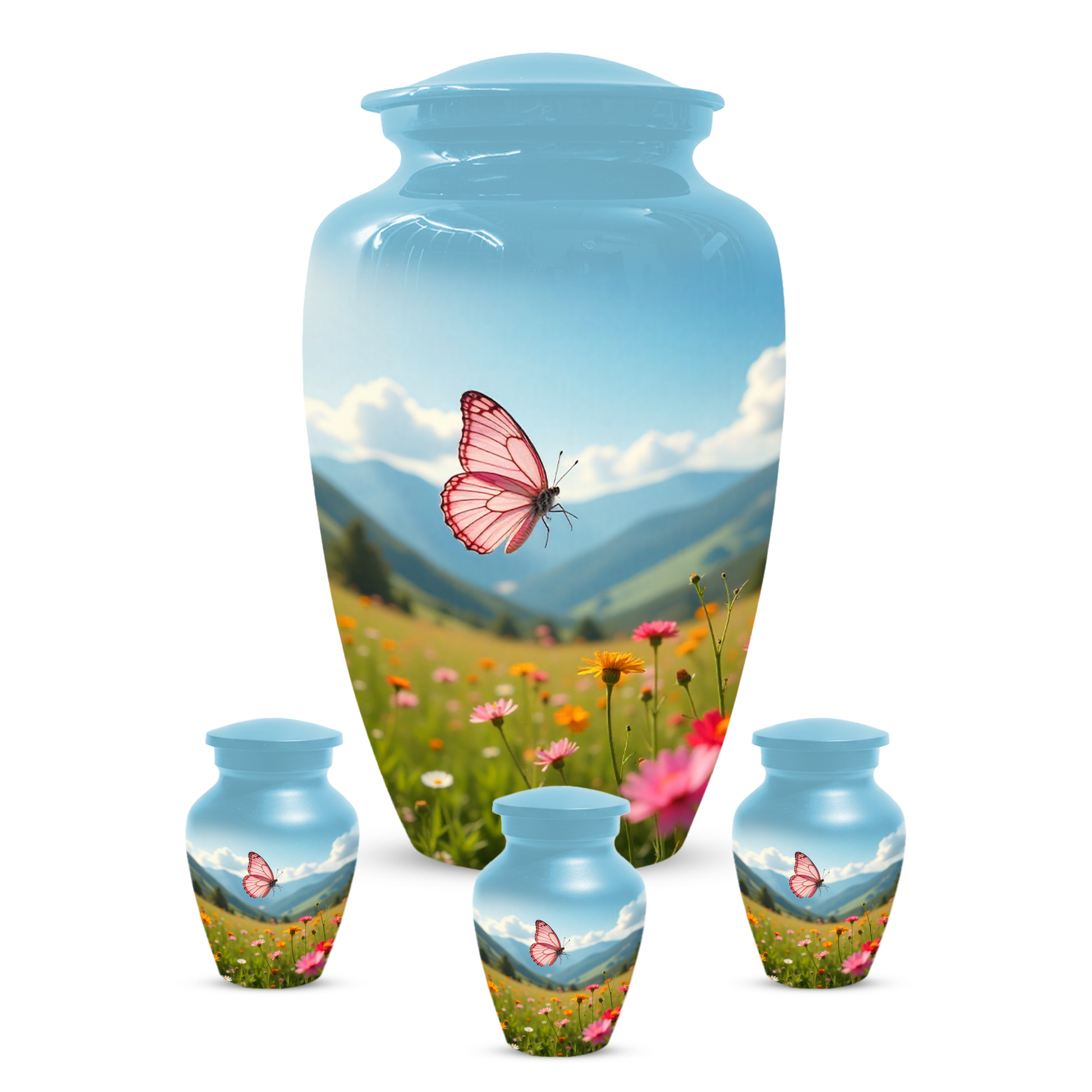 Personalized Pink Butterfly Urn for Mom – Custom Butterfly Cremation Urn for Ashes