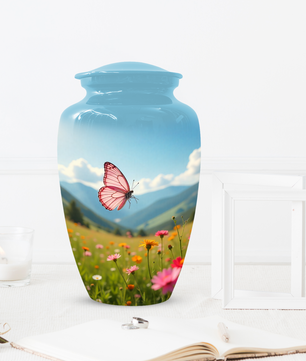 Personalized Pink Butterfly Urn for Mom – Custom Butterfly Cremation Urn for Ashes