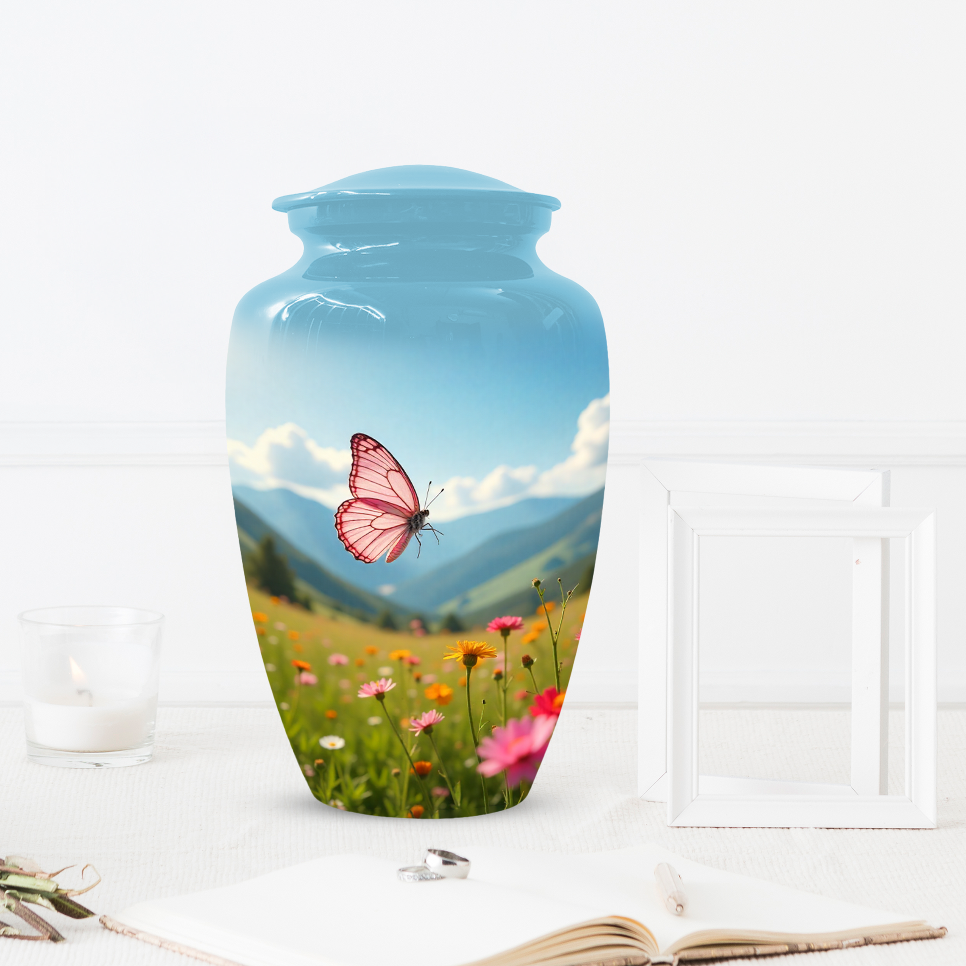 Personalized Pink Butterfly Urn for Mom – Custom Butterfly Cremation Urn for Ashes