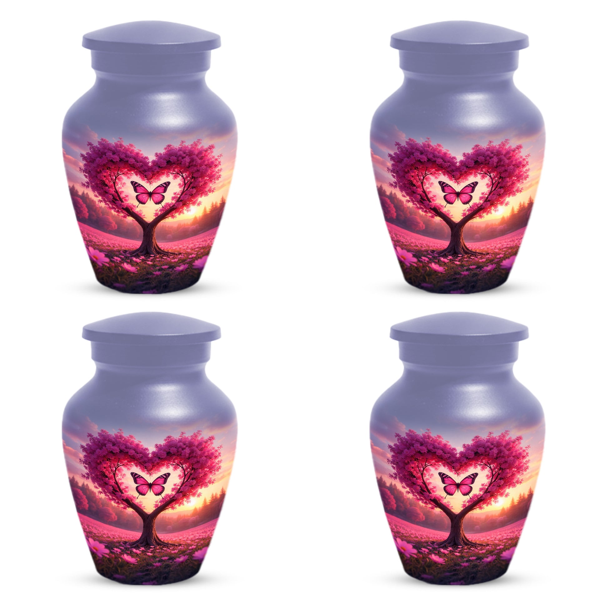 Pink Butterfly Urn for Mom – Heart Shaped Tree Memorial Cremation Urns for Ashes