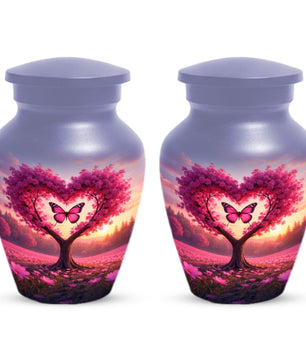 Pink Butterfly Urn for Mom – Heart Shaped Tree Memorial Cremation Urns for Ashes