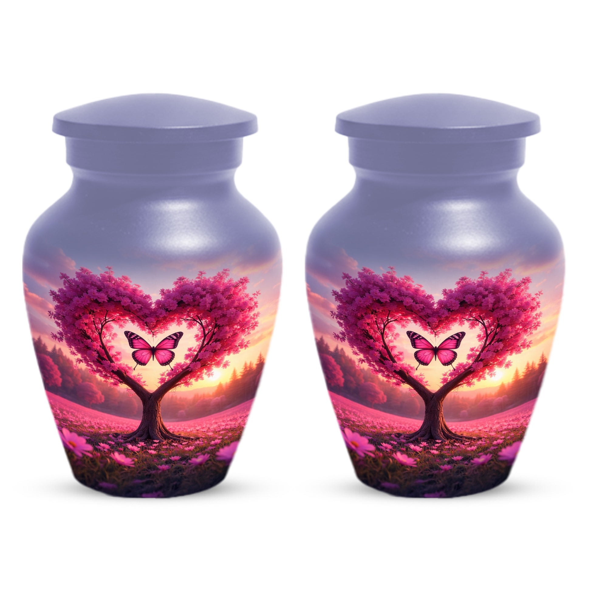 Pink Butterfly Urn for Mom – Heart Shaped Tree Memorial Cremation Urns for Ashes