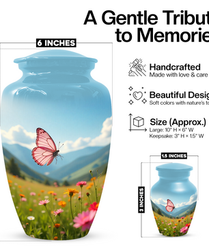 Personalized Pink Butterfly Urn for Mom – Custom Butterfly Cremation Urn for Ashes