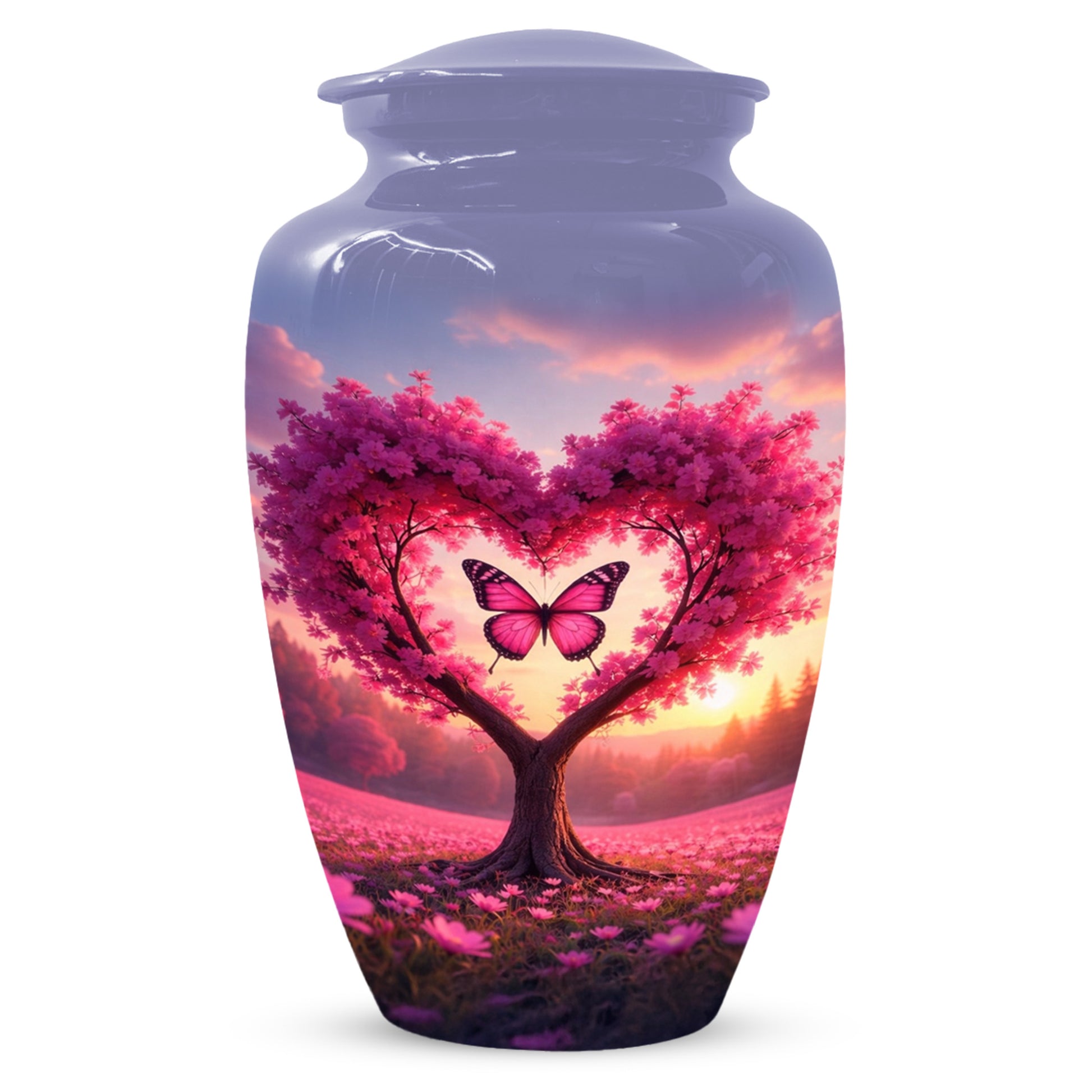 Pink Butterfly Urn for Mom – Heart Shaped Tree Memorial Cremation Urns for Ashes