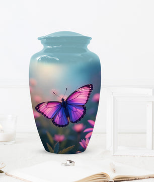 Purple Pink Butterfly Urn for Human Ashes | Elegant Purple Pink Butterfly Cremation Urn for Adult Ashes