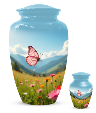 Personalized Pink Butterfly Urn for Mom – Custom Butterfly Cremation Urn for Ashes