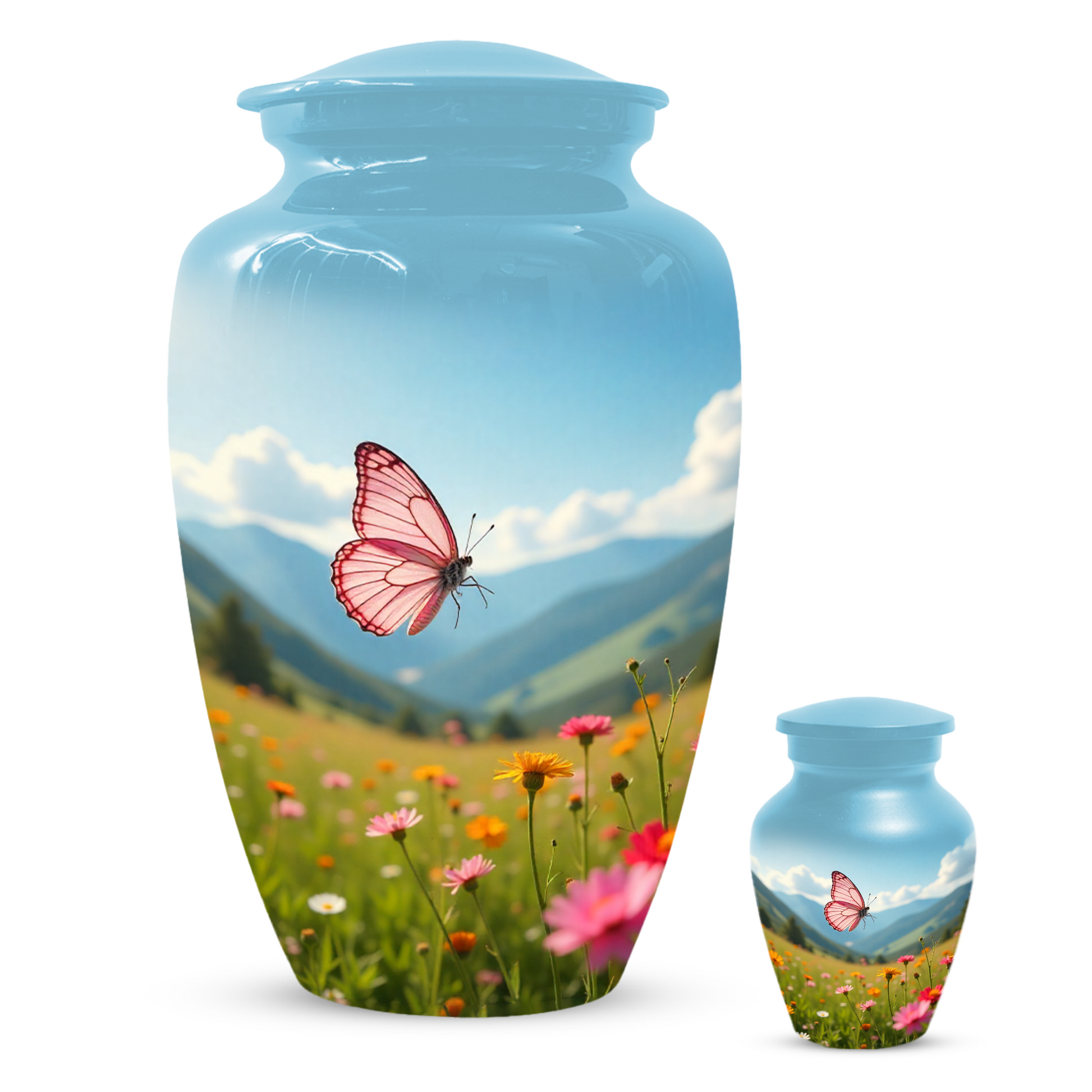 Personalized Pink Butterfly Urn for Mom – Custom Butterfly Cremation Urn for Ashes