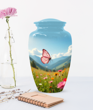 Personalized Pink Butterfly Urn for Mom – Custom Butterfly Cremation Urn for Ashes