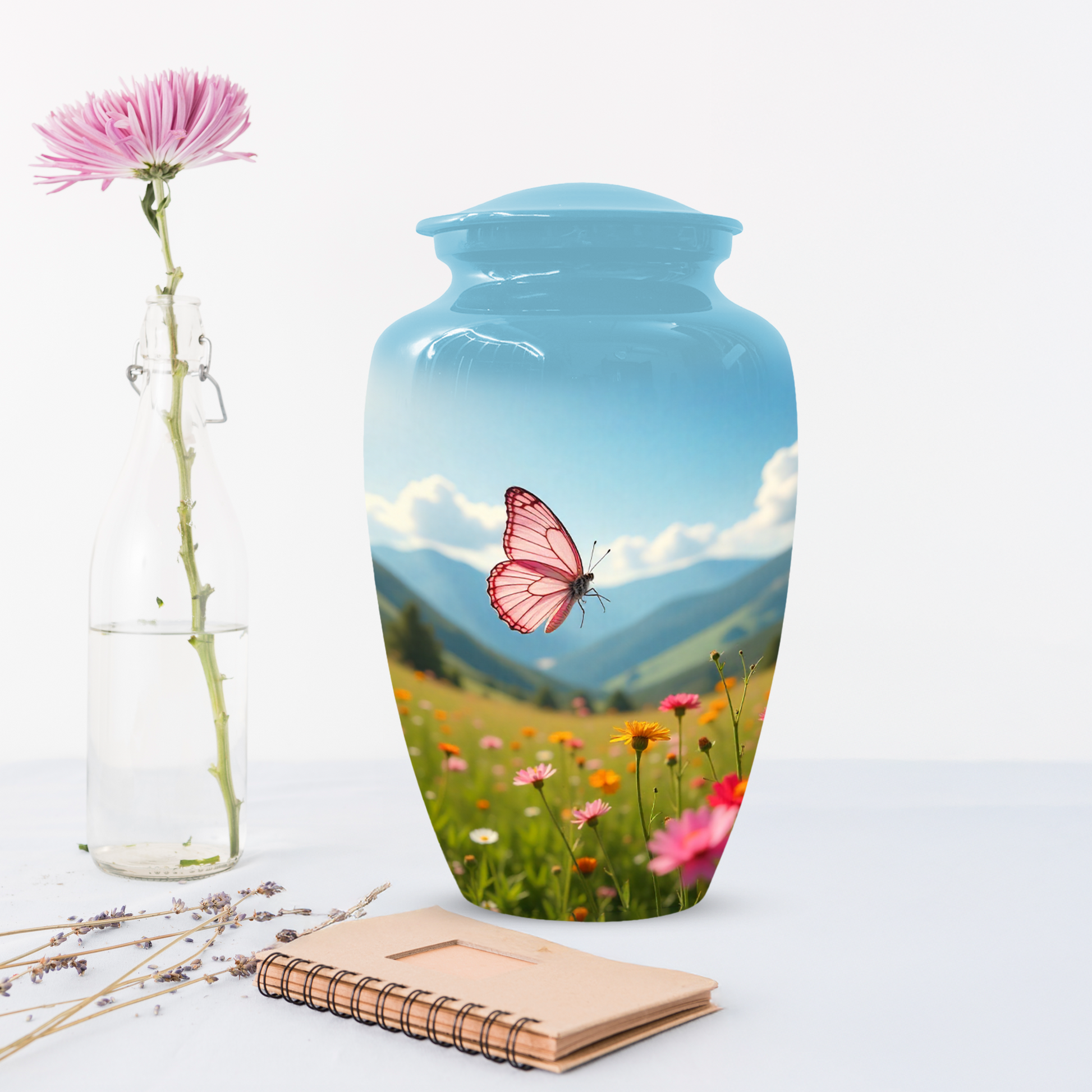 Personalized Pink Butterfly Urn for Mom – Custom Butterfly Cremation Urn for Ashes