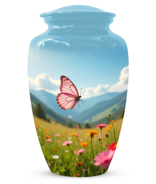 Personalized Pink Butterfly Urn for Mom – Custom Butterfly Cremation Urn for Ashes