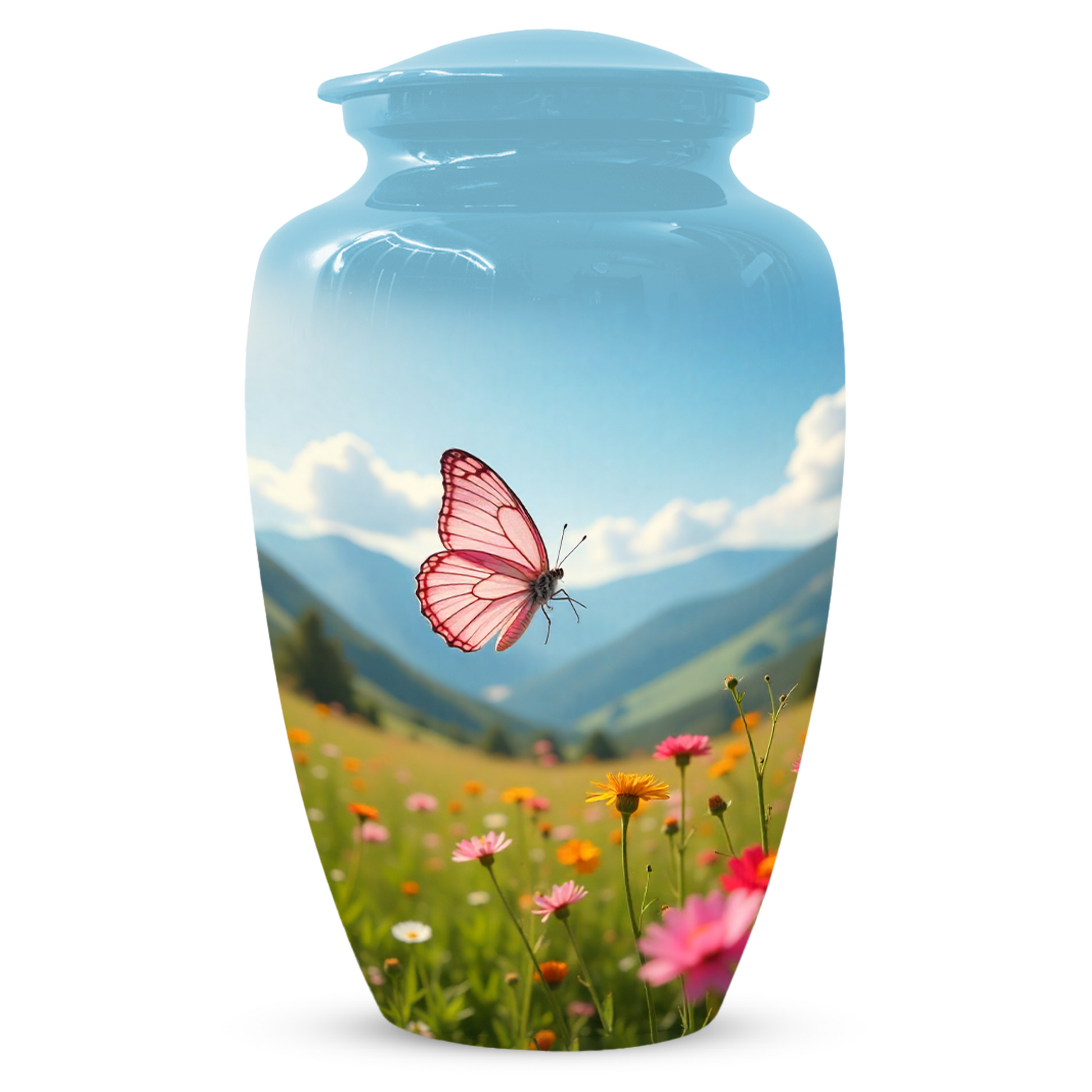 Personalized Pink Butterfly Urn for Mom – Custom Butterfly Cremation Urn for Ashes