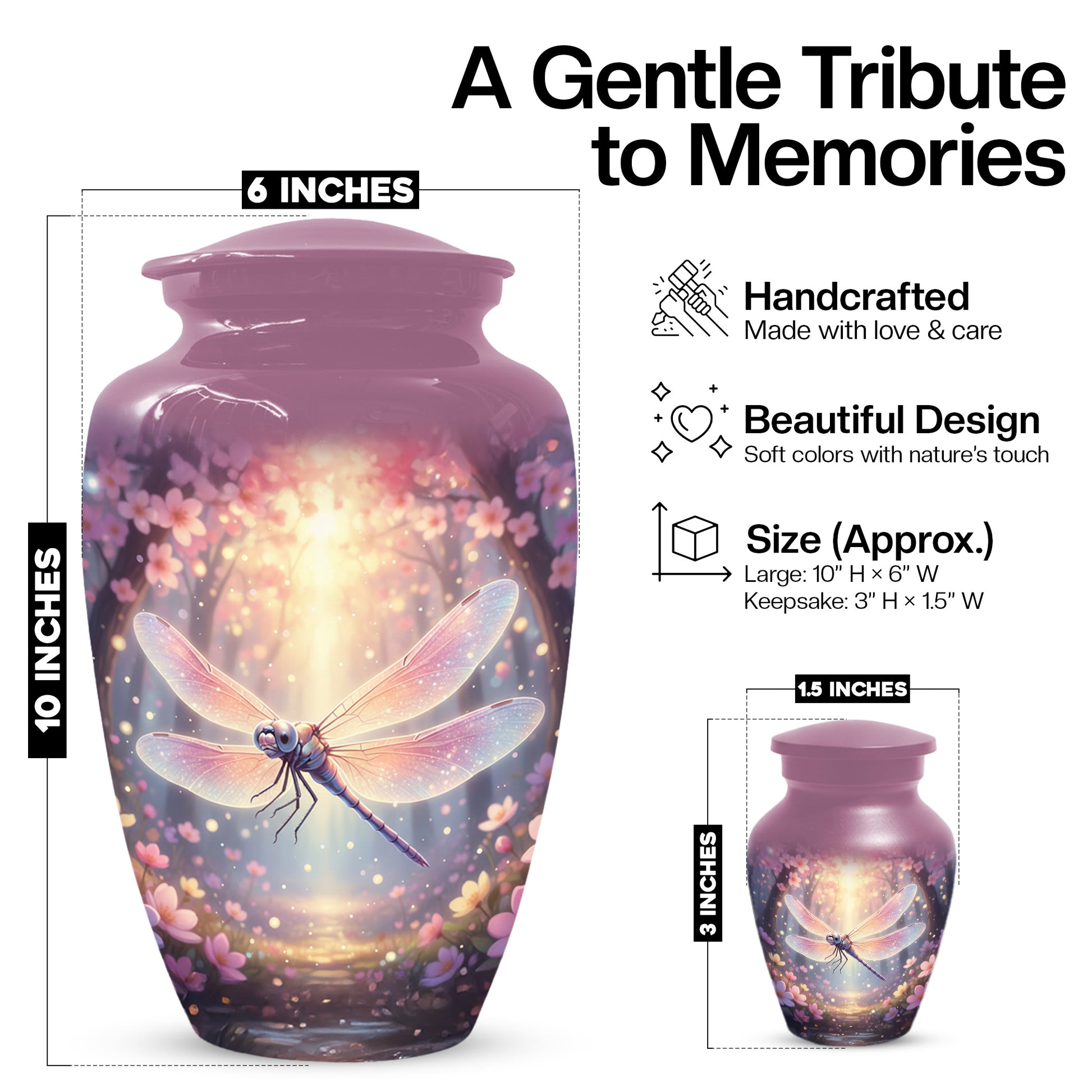 Personalized Dragonfly Urn for Mom – Custom Dragonfly Cremation Urn for Ashes