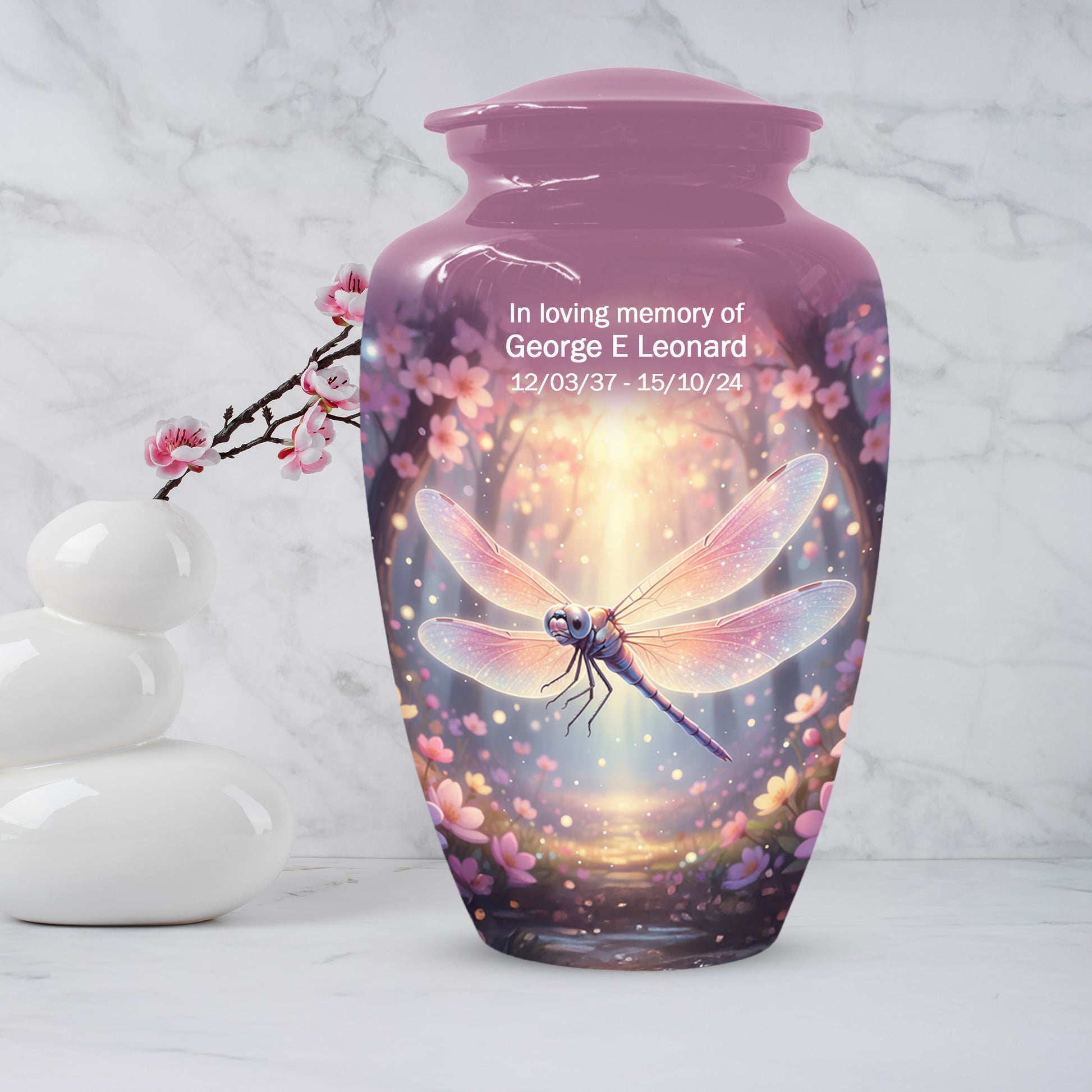 Personalized Dragonfly Urn for Mom – Custom Dragonfly Cremation Urn for Ashes