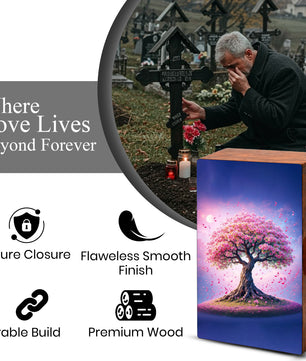 Music Note Tree Urn For Human Ashes - Personalized Pink Tree Keepsake Urns Box