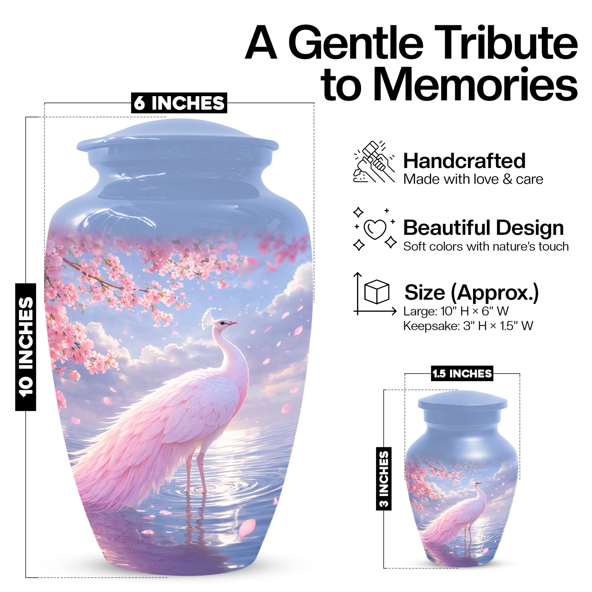 Peacock Cremation Urn for Ashes - Beautiful Memorial Urns for Mother