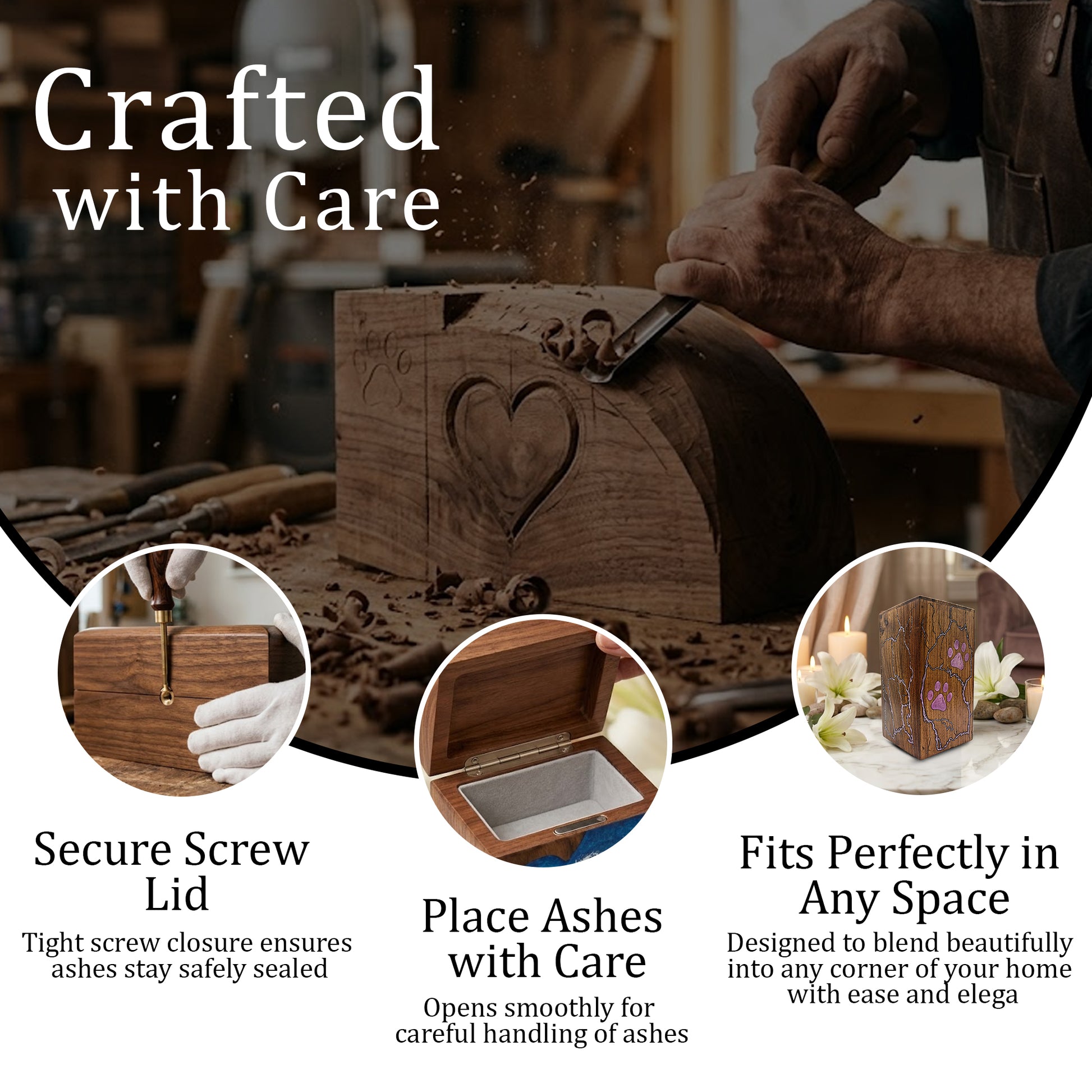 Wooden Pet Urn For Dog - Pink Cat Cremation Keepsake Urns Box