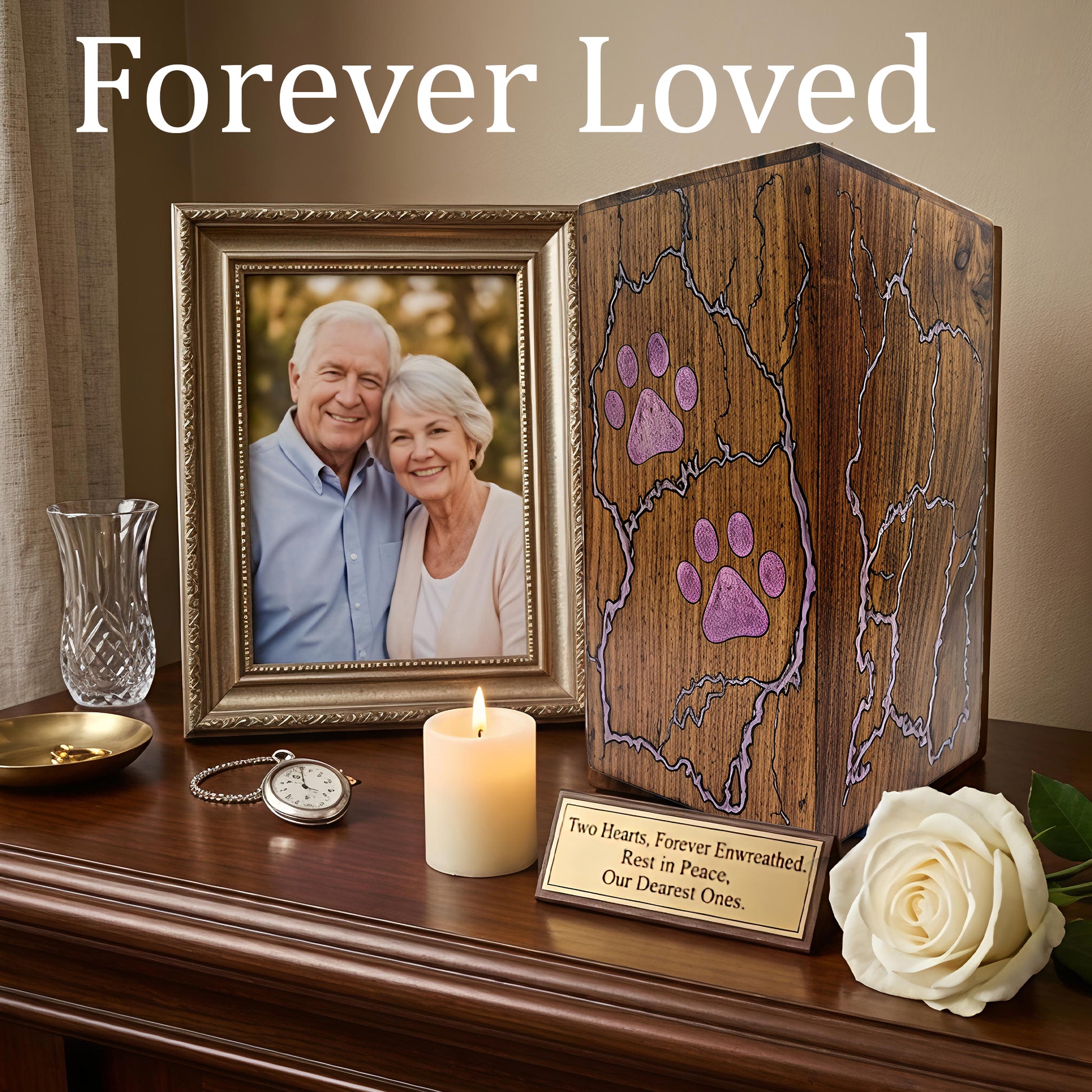 Wooden Pet Urn For Dog - Pink Cat Cremation Keepsake Urns Box