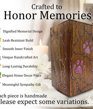 Wooden Pet Urn For Dog - Pink Cat Cremation Keepsake Urns Box