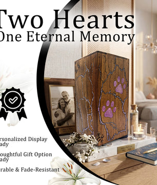 Wooden Pet Urn For Dog - Pink Cat Cremation Keepsake Urns Box