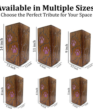 Wooden Pet Urn For Dog - Pink Cat Cremation Keepsake Urns Box