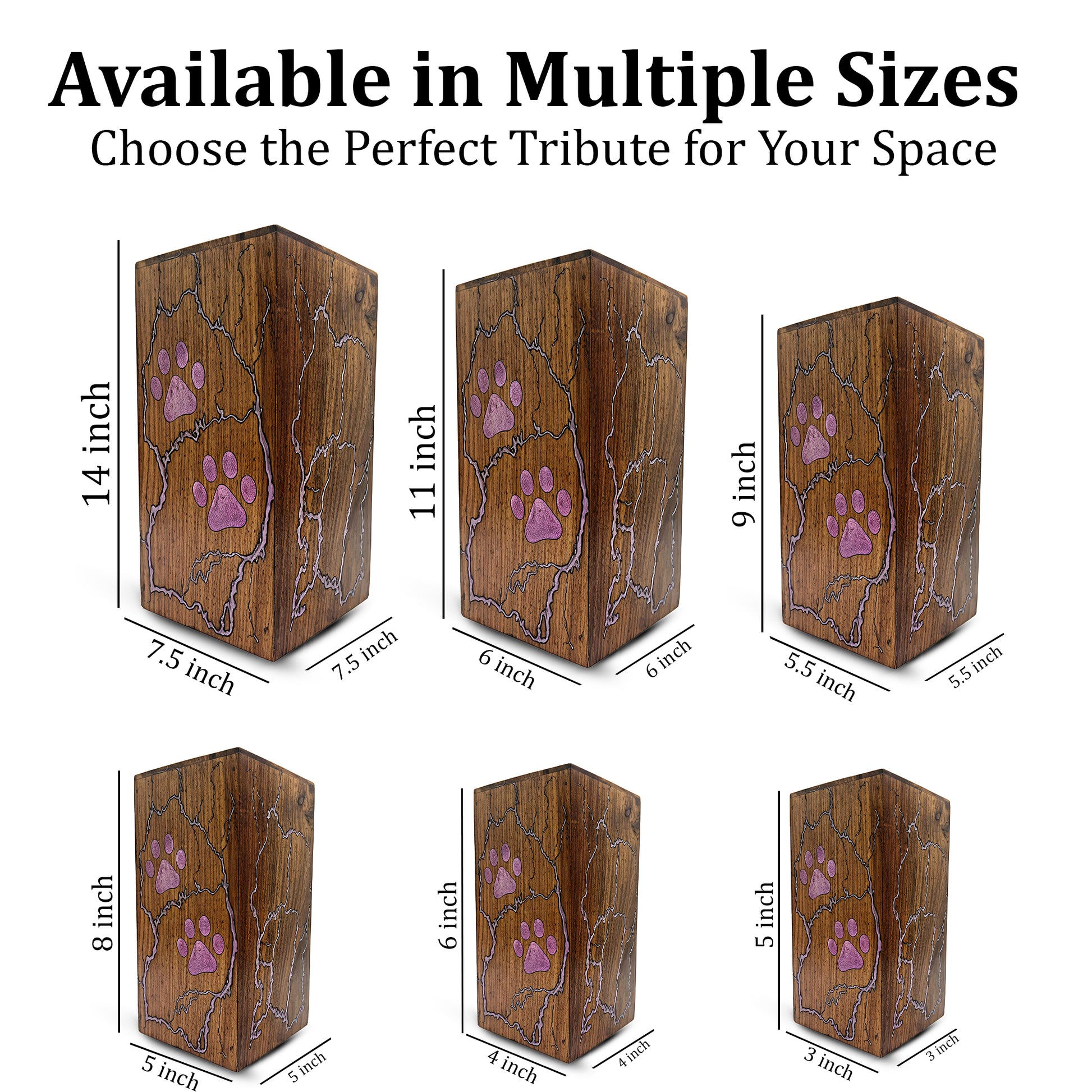 Wooden Pet Urn For Dog - Pink Cat Cremation Keepsake Urns Box