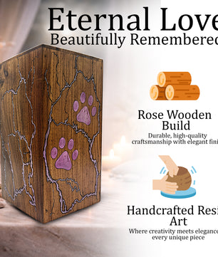 Wooden Pet Urn For Dog - Pink Cat Cremation Keepsake Urns Box