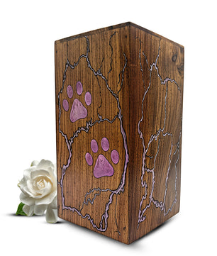 Wooden Pet Urn For Dog - Pink Cat Cremation Keepsake Urns Box