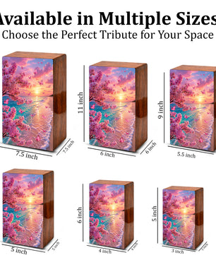 Pink Butterfly Urn For Ashes Women - Personalized Beach Scene Mini Cremation Urn