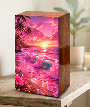 Pink Ocean Urn For Ashes - Beach Small Urns For Men and Women