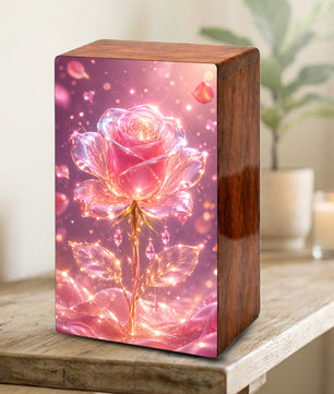 Pink Rose Urn For Human Ashes - Flower Cremation Urns For Male and Female
